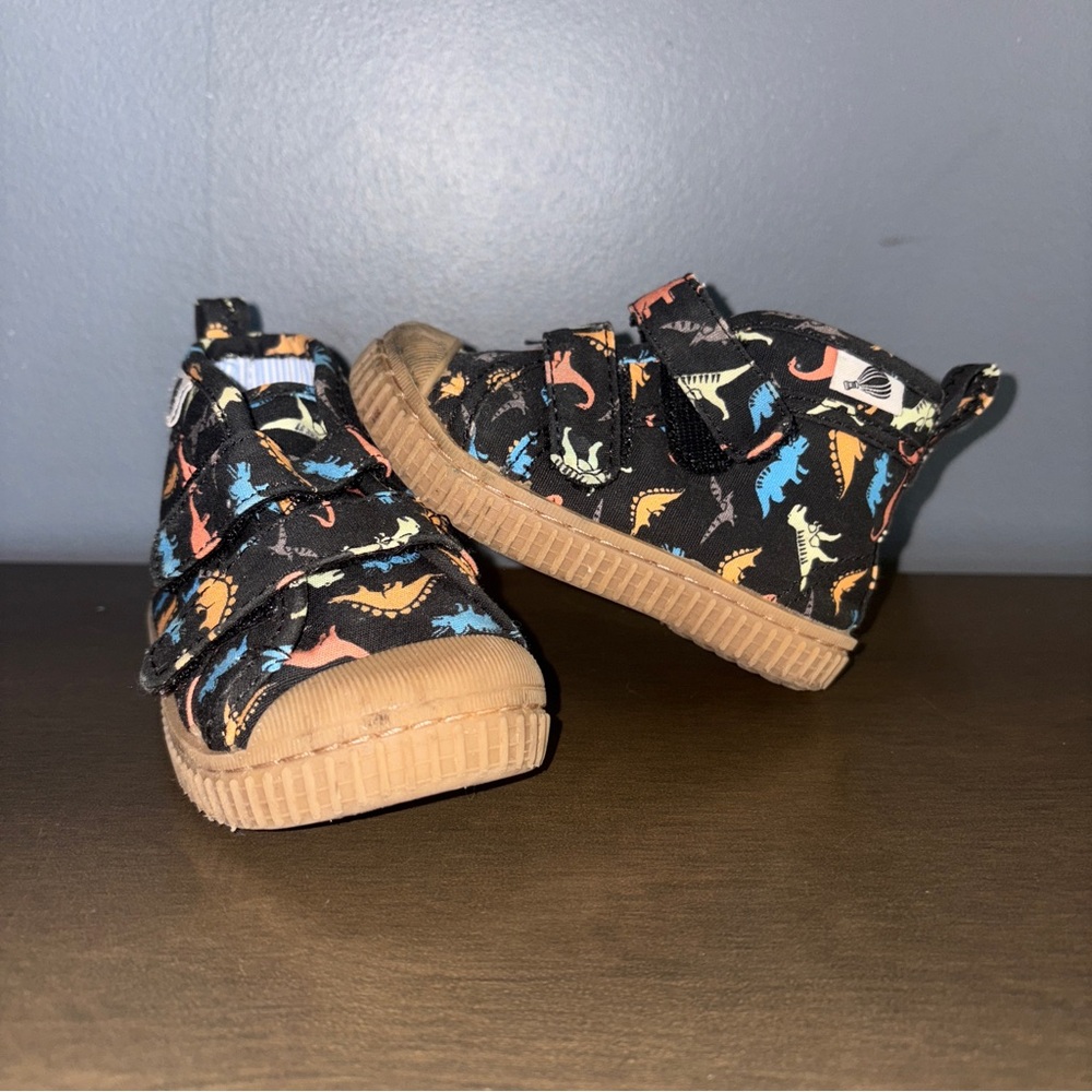 Copper Key Adventure Wash n Wear Black Dinosaur Print Sneakers Baby Shoes 4